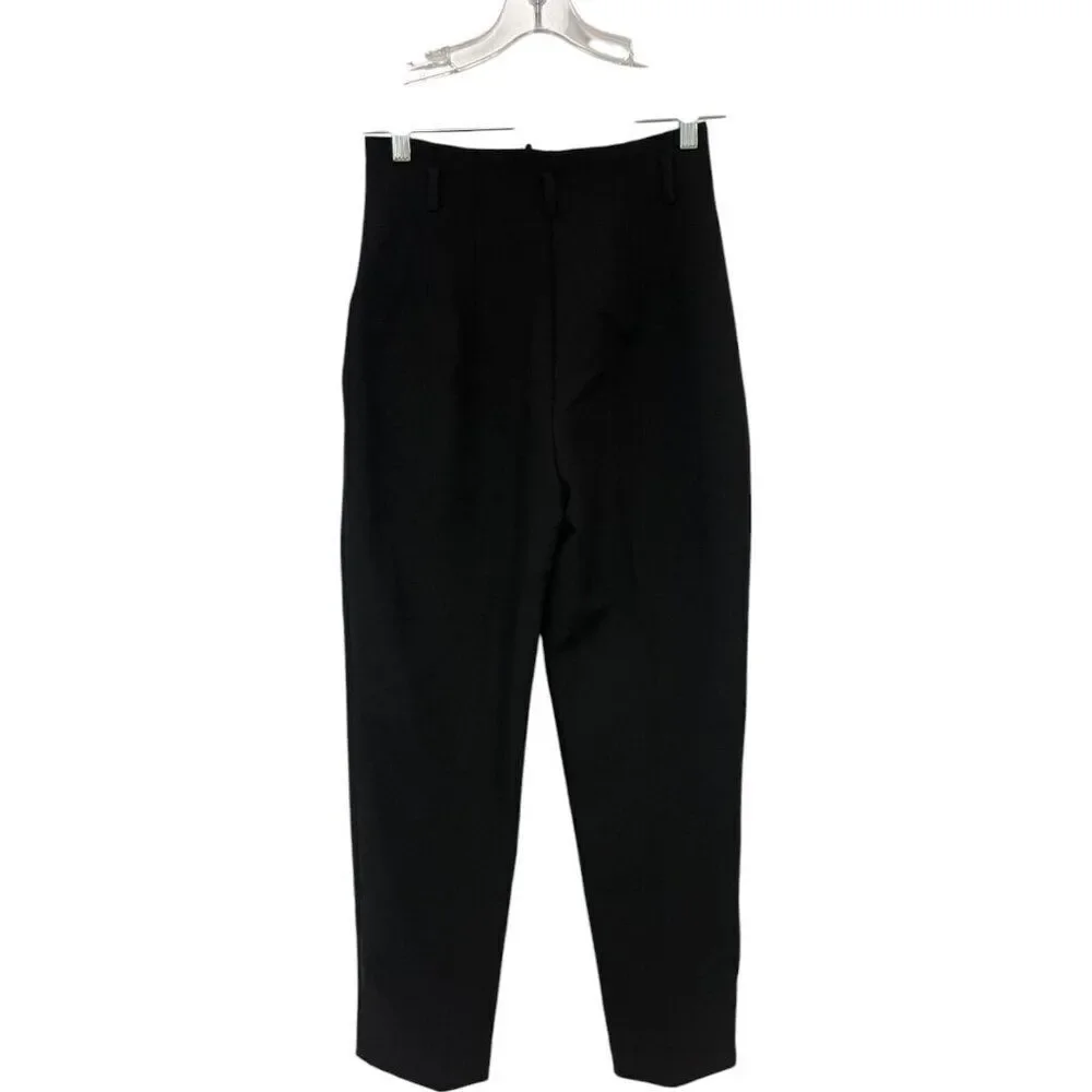 Zara Womens High Waisted Pants Trousers Ankle S Black 9490/590 NWT no belt - Picture 4 of 15